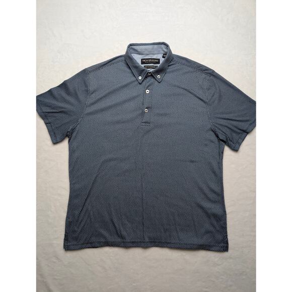 Nick Graham Everywhere Stretch Modern Fit Mens Polo Shirt Medium Blue Pattern - Picture 3 of 6